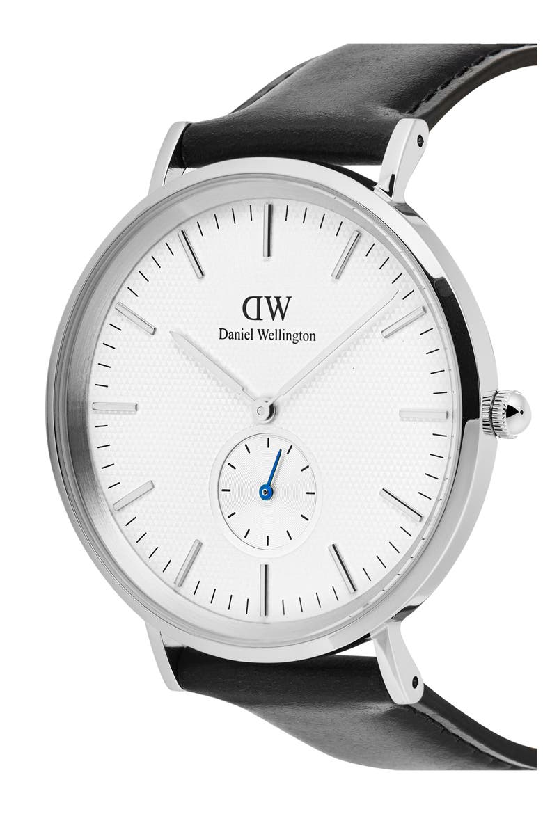 Classic Multi Eye Leather Strap Watch, 40mm, Alternate, color, SILVER