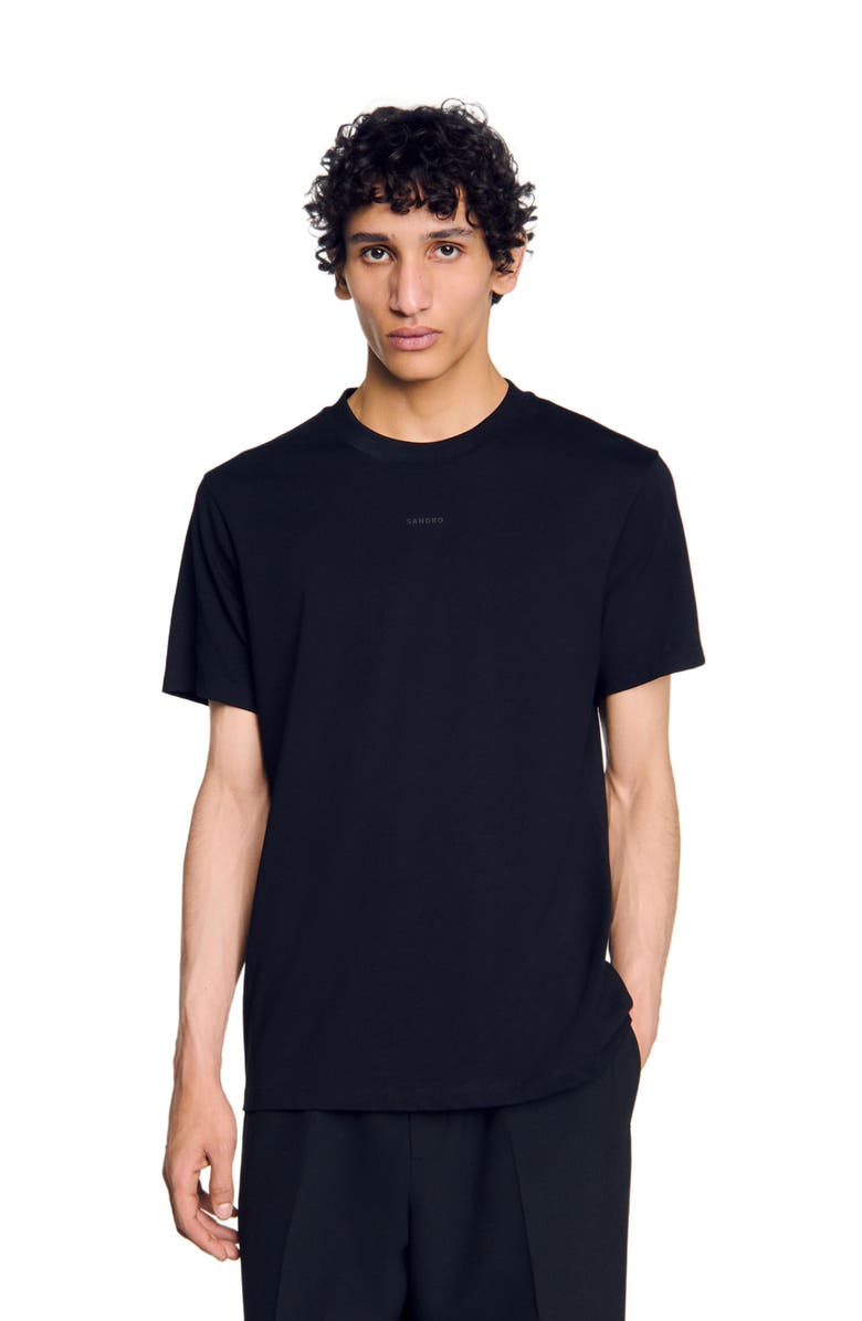 SANDRO Cotton T-shirt with logo, Alternate, color, Black
