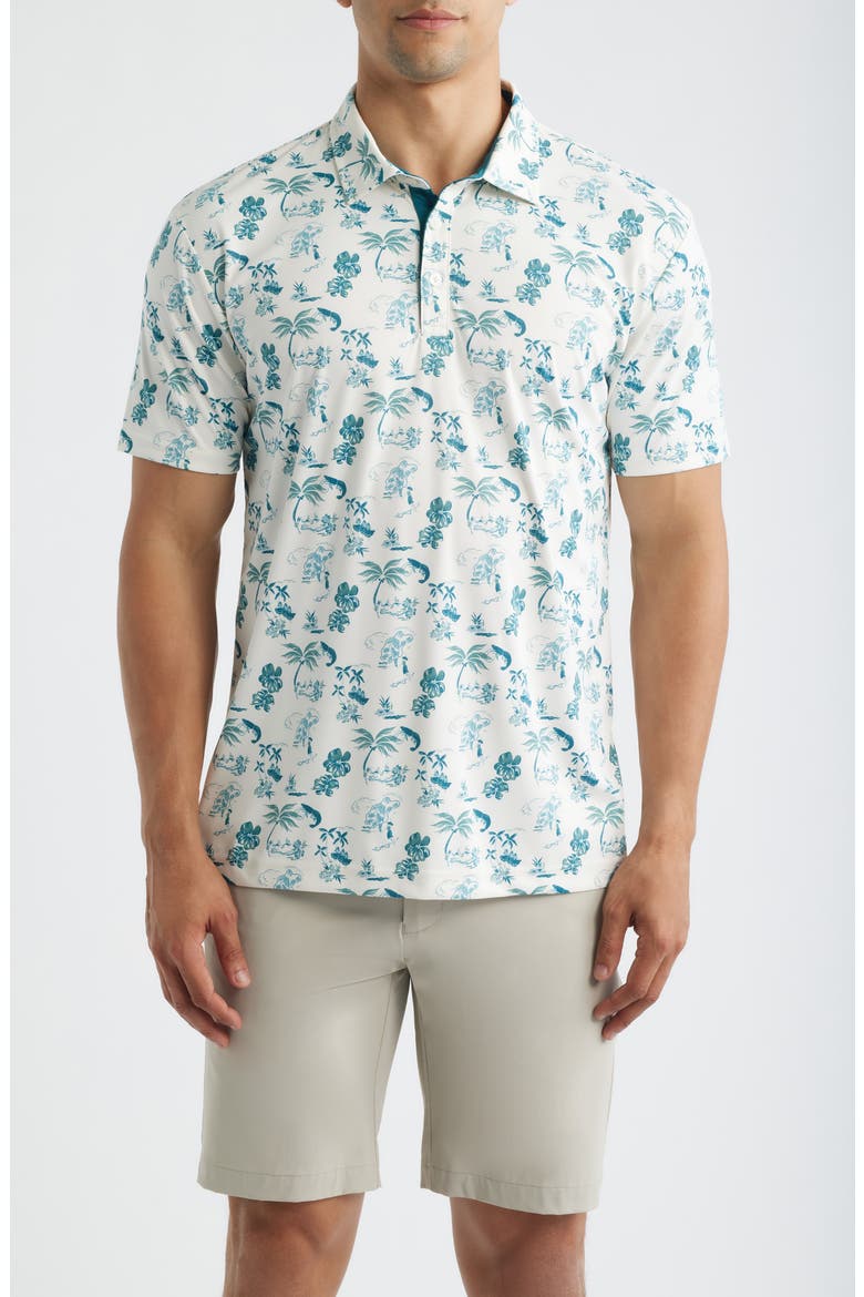 Havana Floral Performance Golf Polo, Main, color, DEEP-LAKE