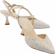 Forever & Always Shoes Vilka Embellished Slingback Kitten Heel Pumps
