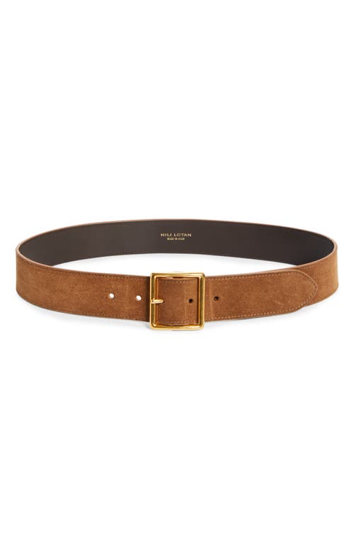 Shop Nili Lotan Marcela Suede Belt In Martora W/antique Gold Buckle