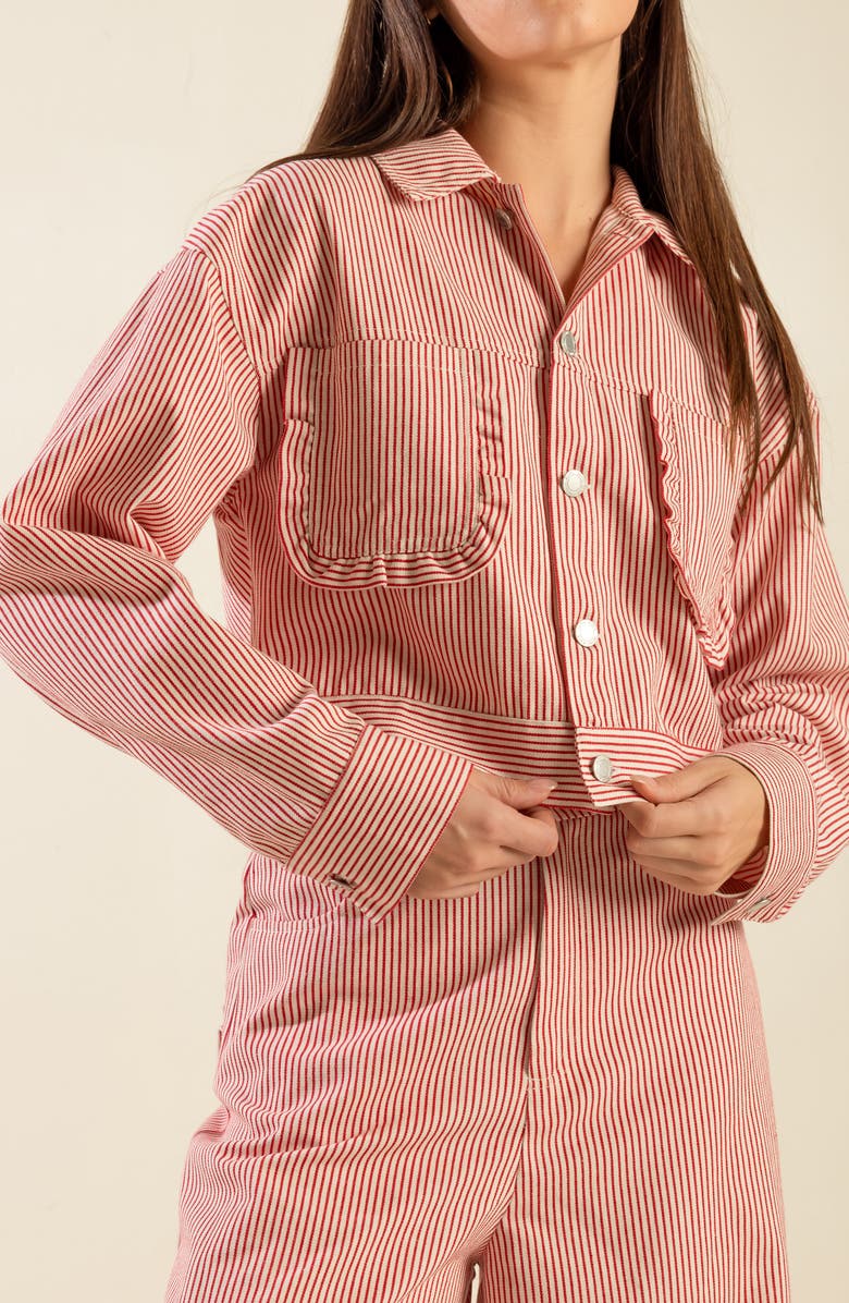 FREEMARKET Striped Twill Jacket, Alternate, color, Red