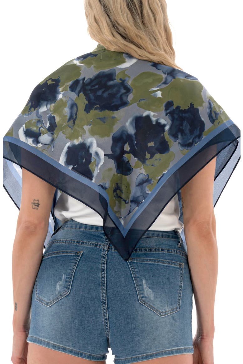 Floral Satin Square Scarf, Alternate, color, BLUE