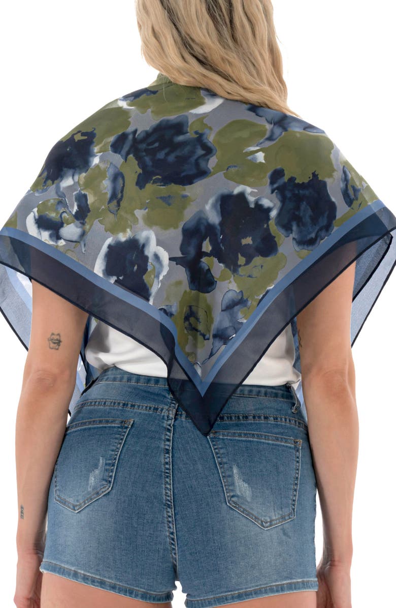 MARCUS ADLER Floral Satin Square Scarf, Alternate, color, Blue