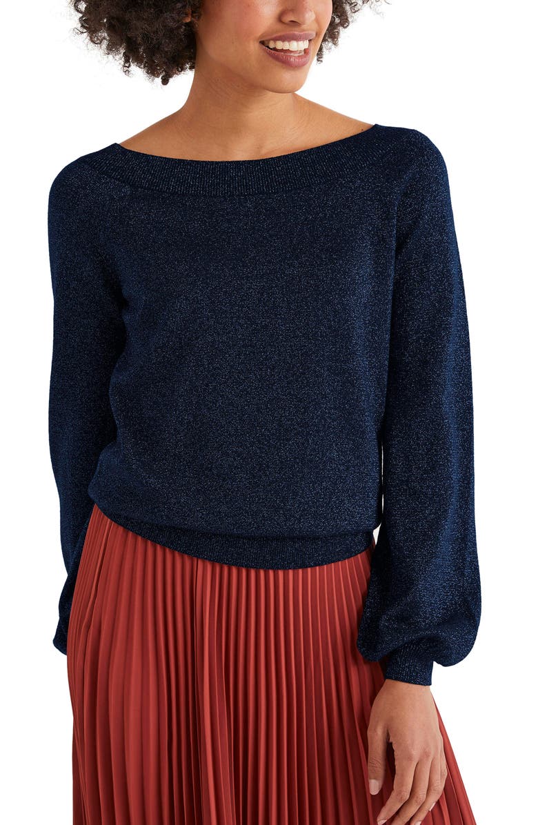 Boden Mabel Metallic Bishop Sleeve Sweater, Main, color, 