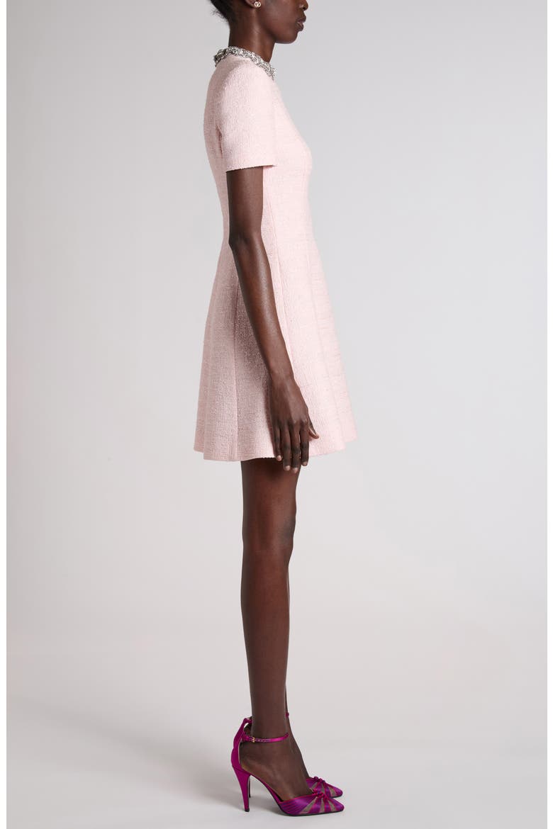 Rhinestone Embellished Tweed Minidress, Alternate, color, PINK