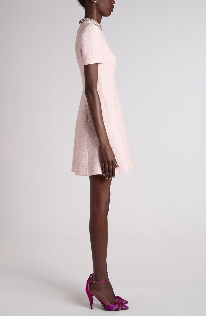 Valentino Garavani Rhinestone Embellished Tweed Minidress, Alternate, color, Pink
