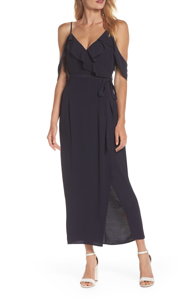 Bardot Enzo Cold Shoulder Faux Wrap Dress, Main, color, 
