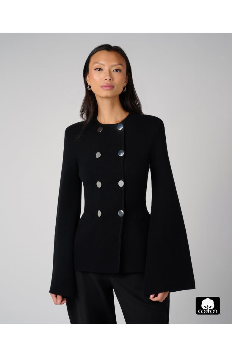 WeWoreWhat Cinched Waist Peplum Sweater, Main, color, Black