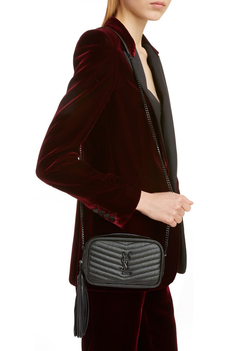 Saint Laurent Mini Lou Quilted Leather Crossbody Bag, Alternate, color,