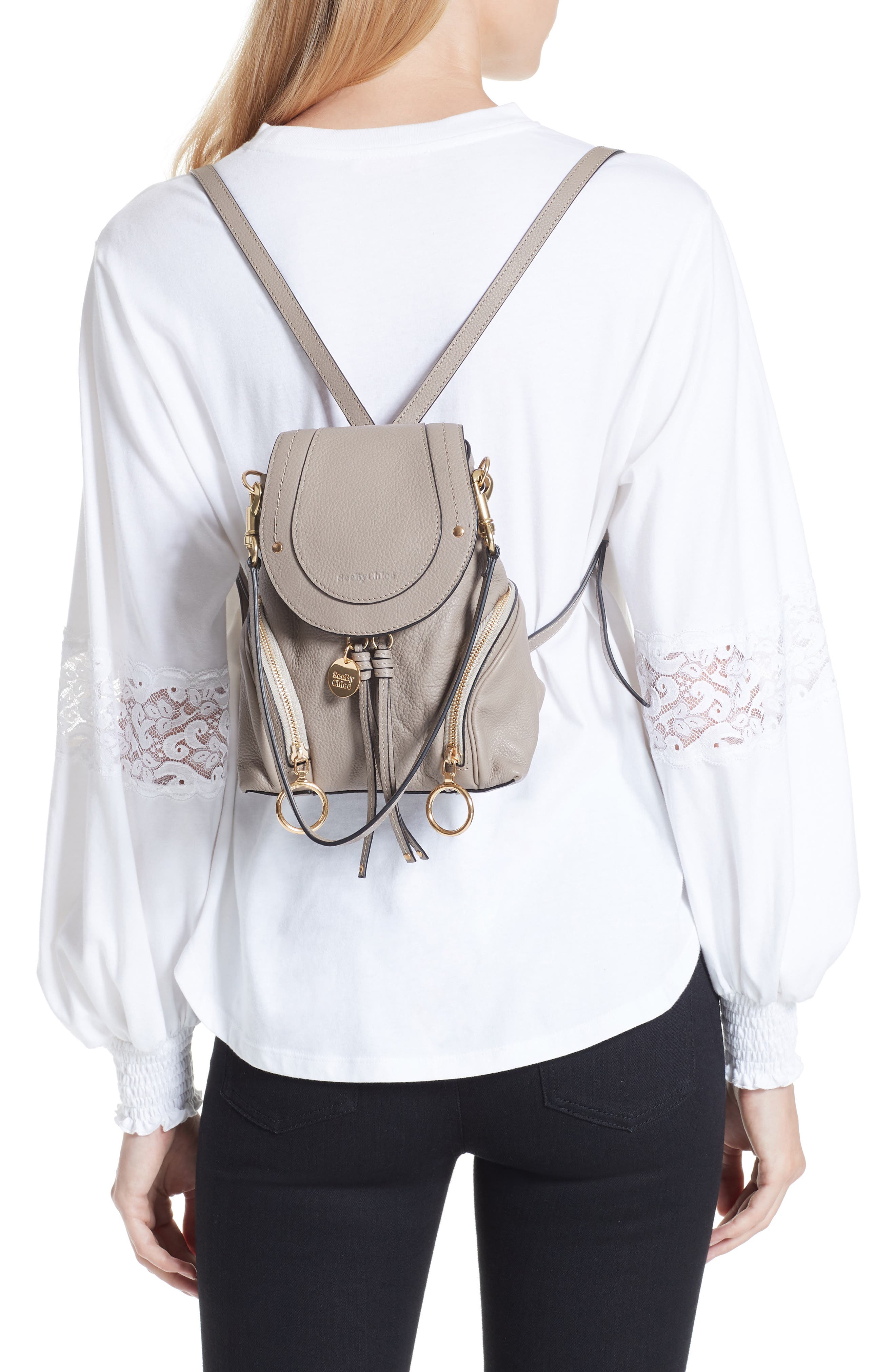 See by Chloé Small Olga Leather Backpack, Alternate, color, 