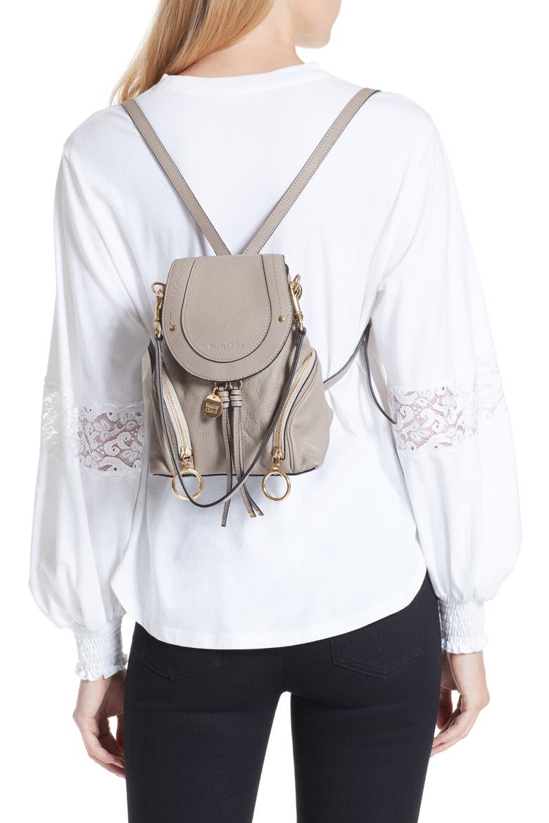 Small Olga Leather Backpack, Alternate, color, MOTTY GREY