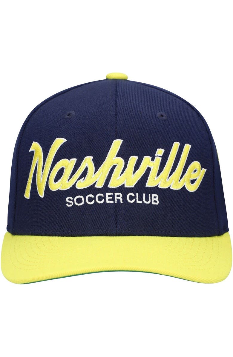 Mitchell & Ness Men's Mitchell & Ness Navy Nashville SC Team Script 2.0 Stretch Snapback Hat, Alternate, color, 