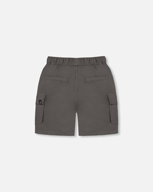 Deux Par Deux Boy's Parachute Cargo Pocket Shorts Dark Gray In Dark Gray