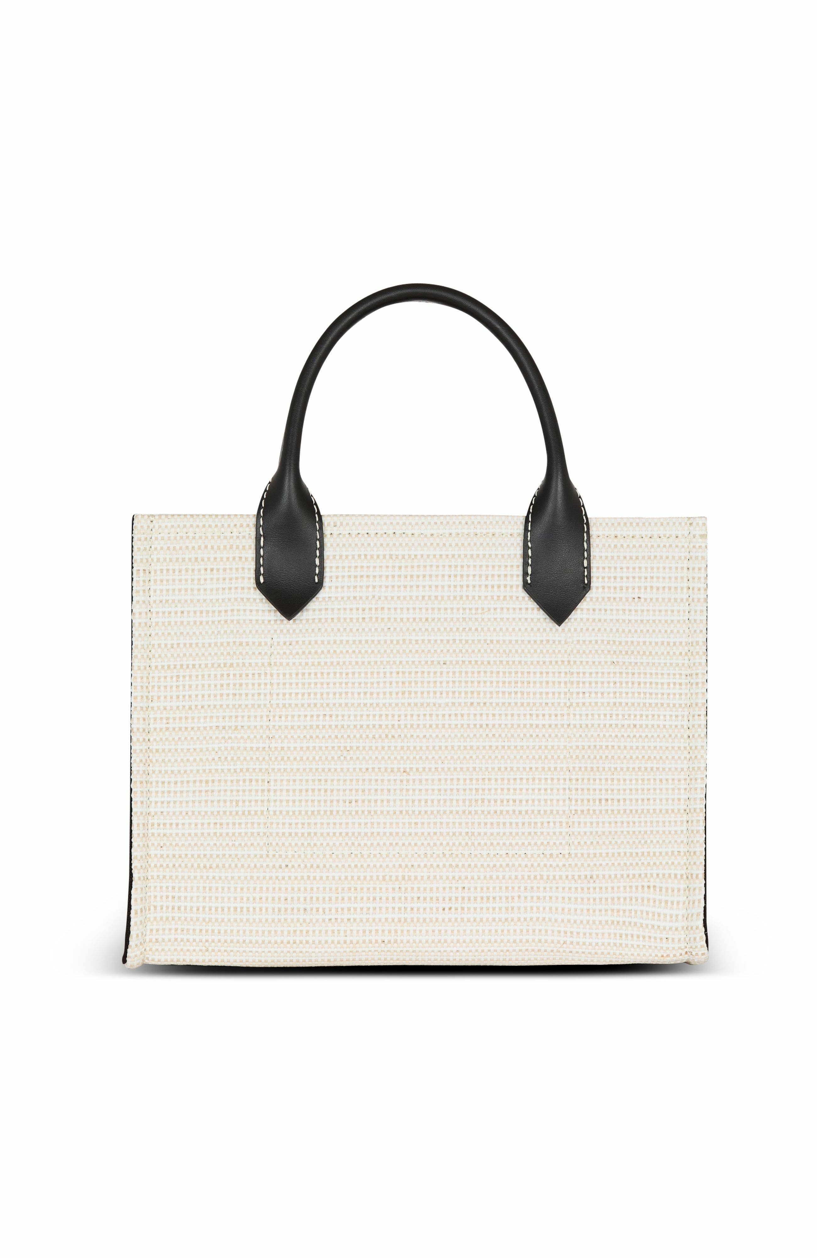 Balmain Small Raffia B-Army Tote Bag, Alternate, color, 