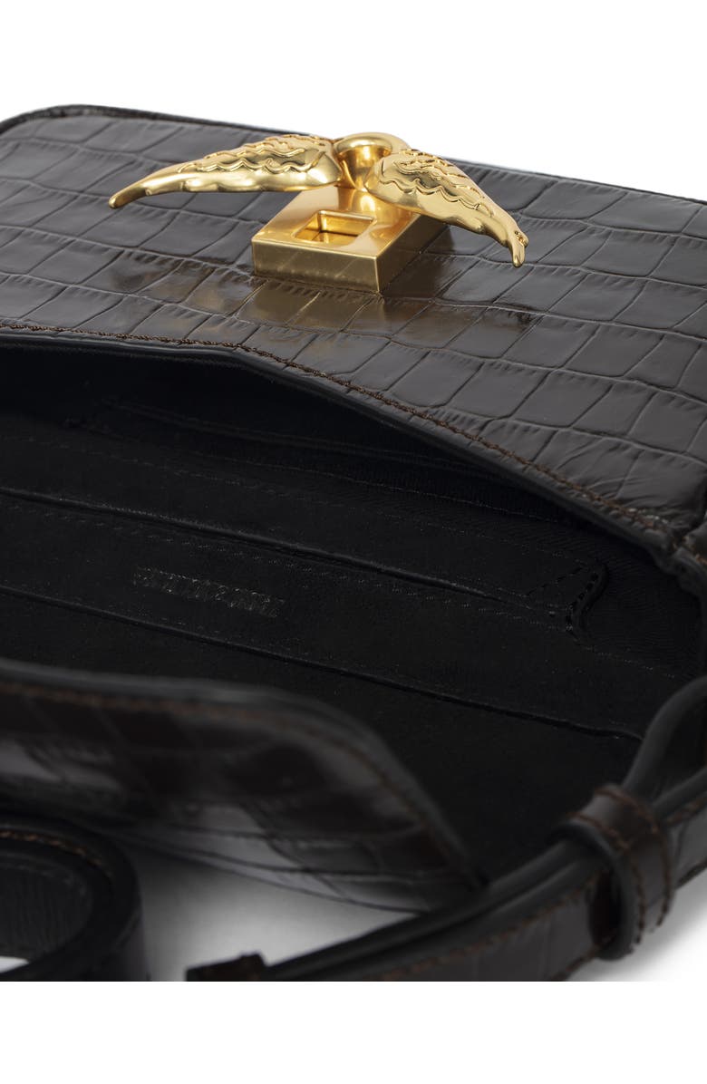 Zadig & Voltaire Le Zazi Croc Embossed Crossbody Bag, Alternate, color,