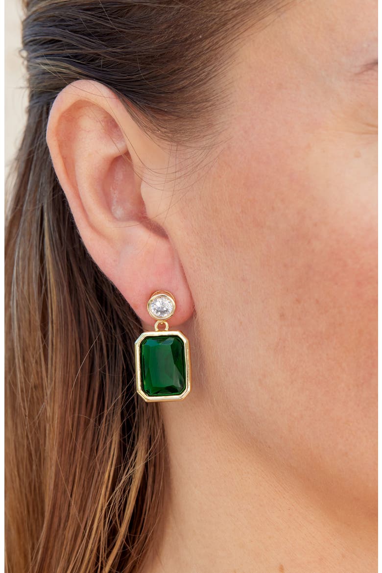 Bold CZ Drop Earrings, Alternate, color, YELLOW GOLD