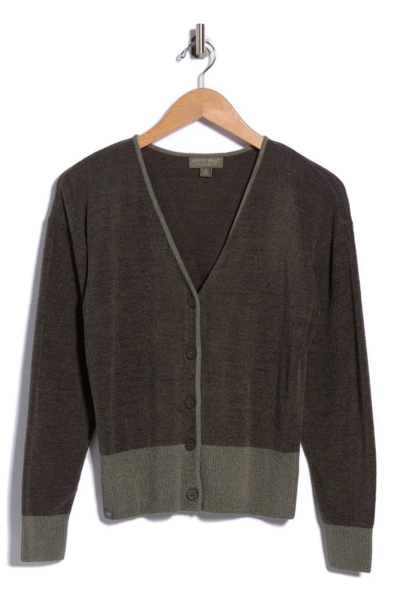 CozyChic Ultra Lite Colorblocked Button Front Cardigan, Alternate, color, DARK MOSS/ SPRUCE