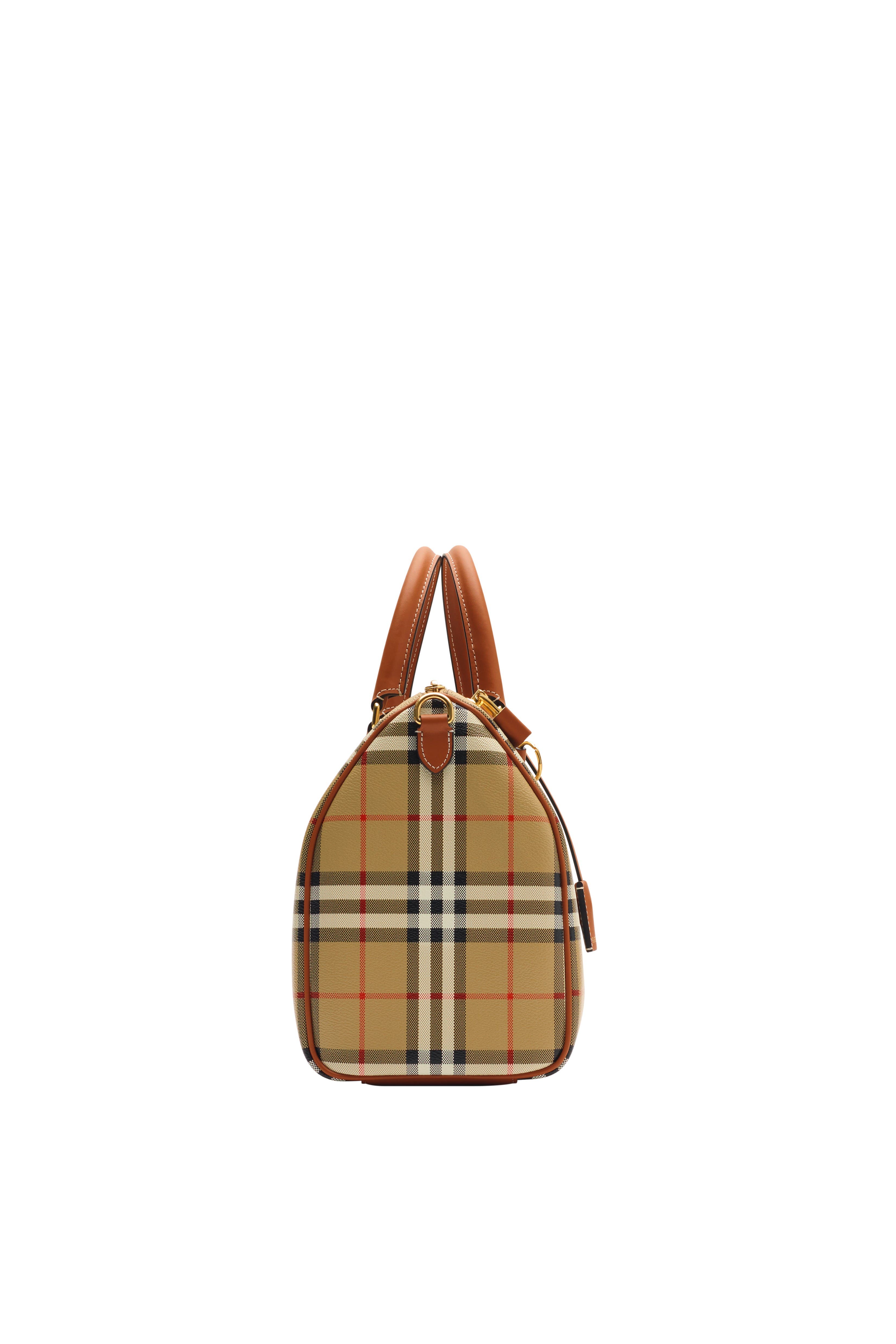 Burberry Medium Check Bowling Bag, Alternate, color, Archive Beige/Briar Brown