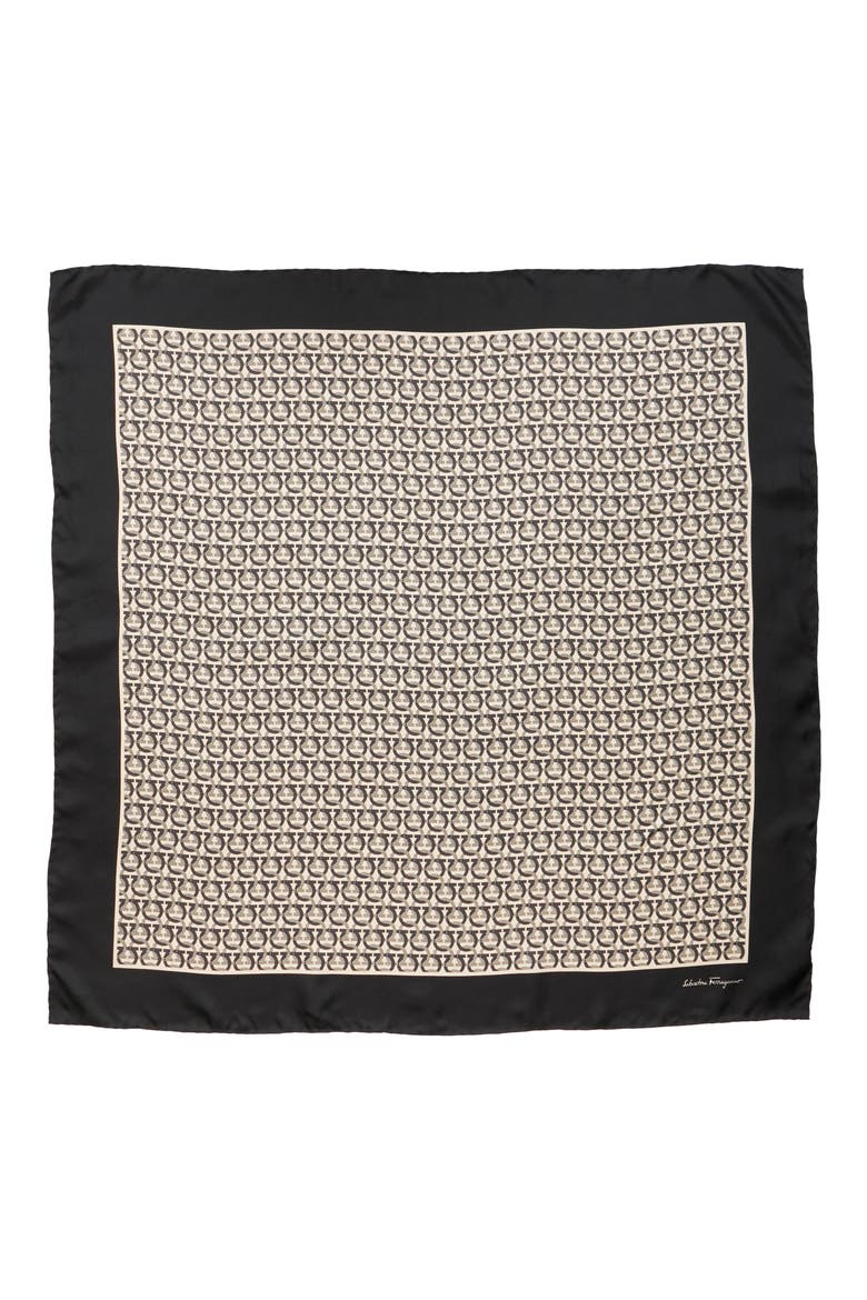 Salvatore Ferragamo The Gancini Silk Scarf, Main, color, F.NERO