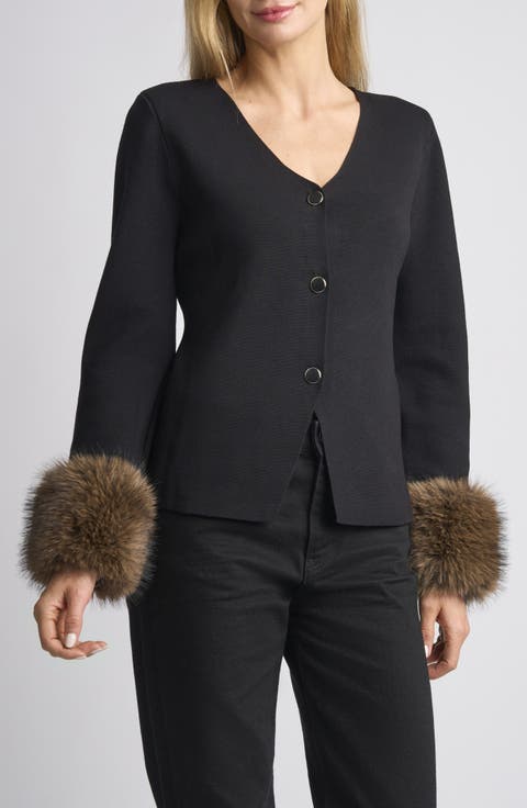 Linda Faux Fur Cuff Cardigan