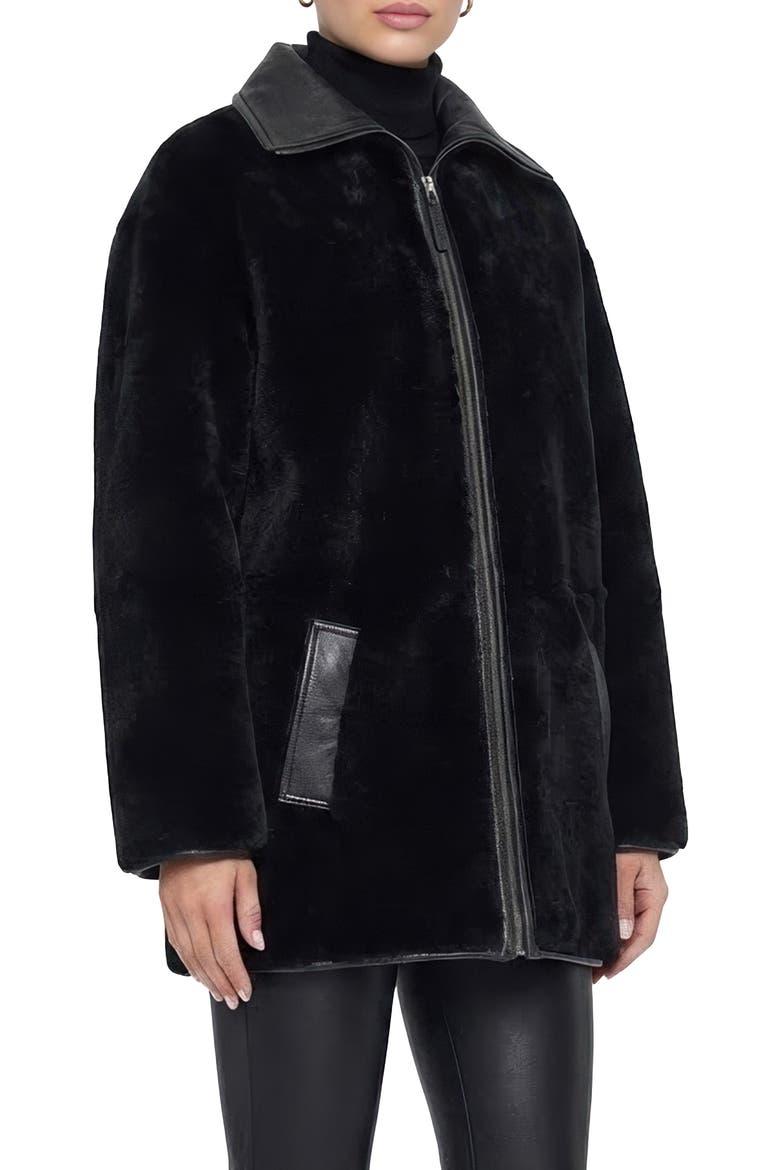 Reversible Genuine Shearling Jacket, Alternate, color, Black