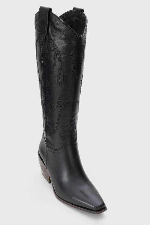 Forever & Always Shoes Pietro Leather Western Knee High Boot In Black