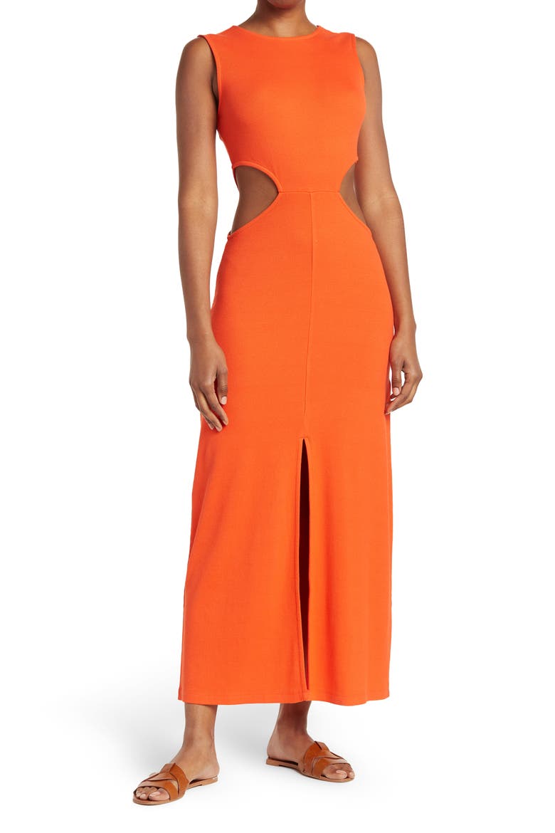 Sleeveless Cutout Maxi Dress, Main, color, ORANGE CHERRY