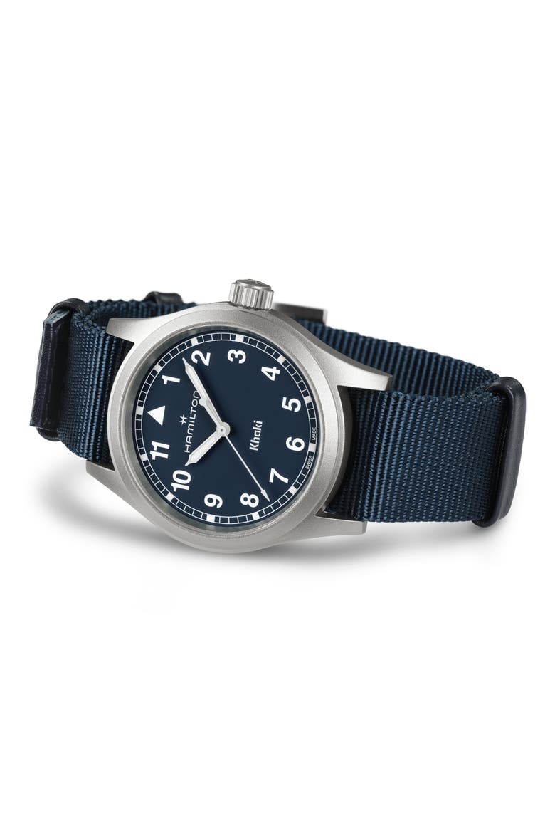 Khaki Field NATO Strap Watch, 38mm, Alternate, color, BLUE