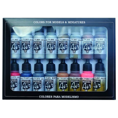 Model Air Metallic Set 16 Colors, 18Ml Bottles