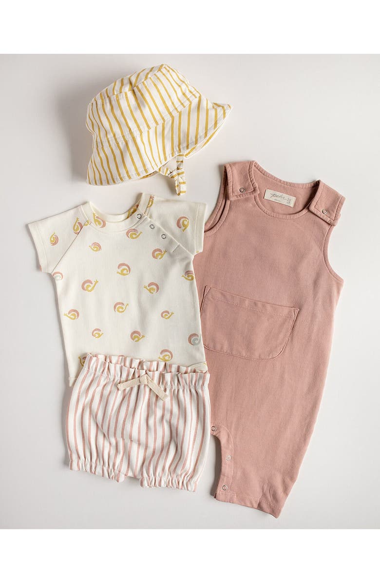 Pehr Organic Cotton French Terry Overalls, Alternate, color, Soft Peony