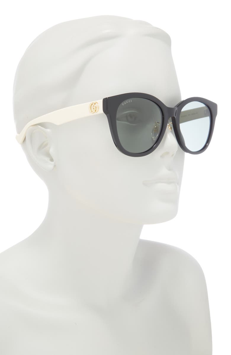 Gucci 56mm Round Sunglasses, Alternate, color, Black White Grey