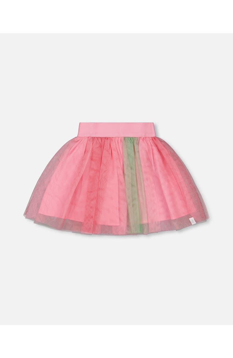 Deux par Deux Girl's Printed Mesh Skirt Pink And Green, Main, color, Pink And Green