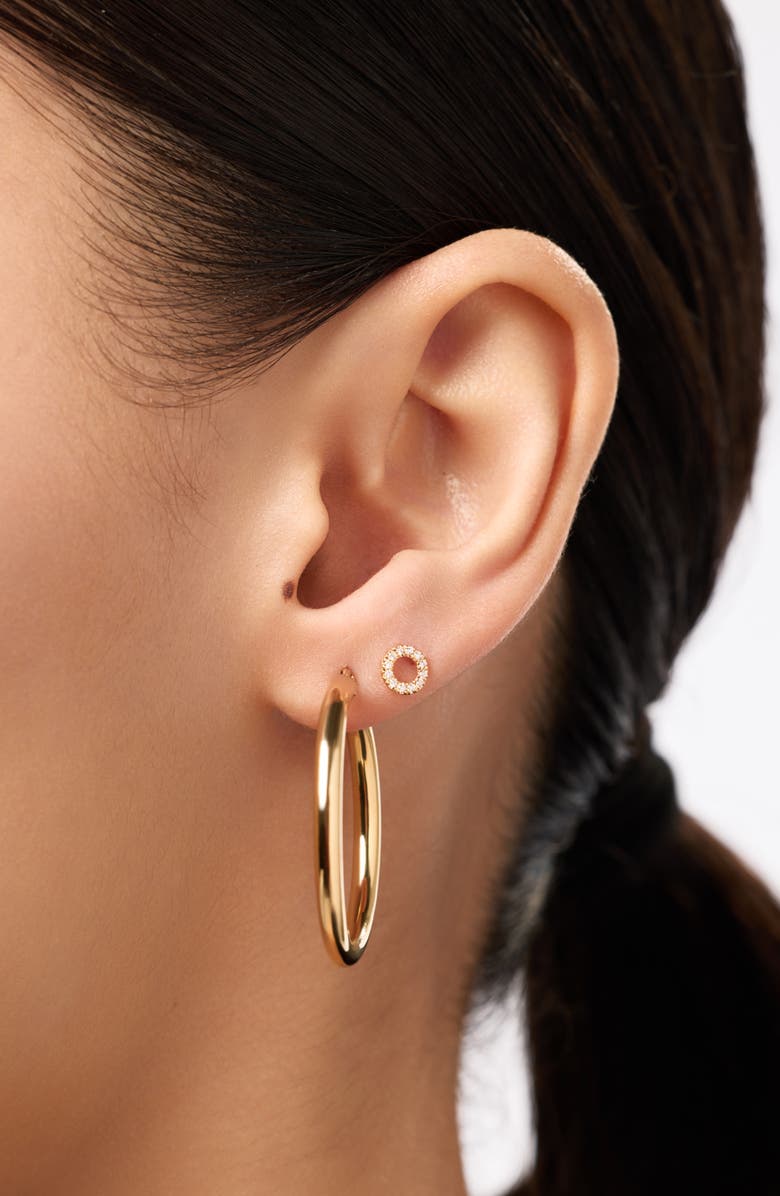 Ana Luisa Solid Yellow Gold - Diamond Circle Studs, Alternate, color, Gold