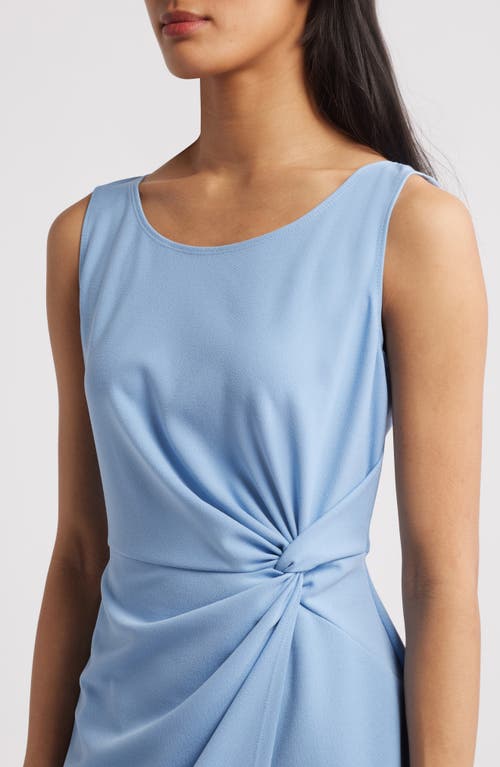 Connected Apparel Side Knot Sleeveless Sheath Midi Dress In Light Blue