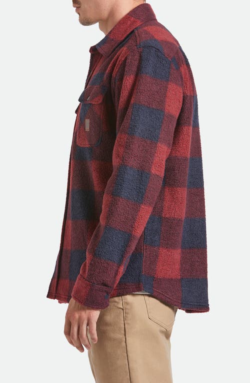 Brixton Bowery Arctic Stretch Fleece Snap Front Shirt In Burgundy