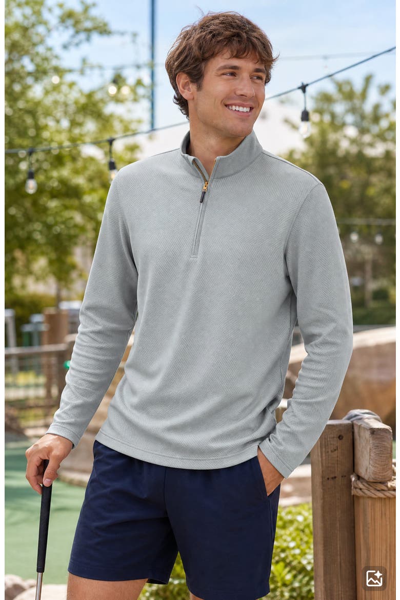 Ottoman Textured Quarter-Zip Pullover, Alternate, color, FADED SAGE