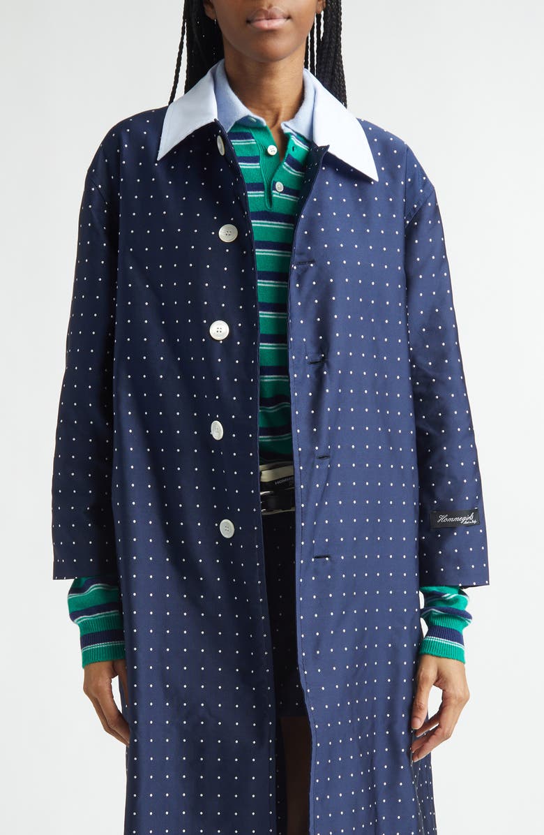 Hommegirls Polka Dot Swing Coat, Main, color, Navy Polka Dot