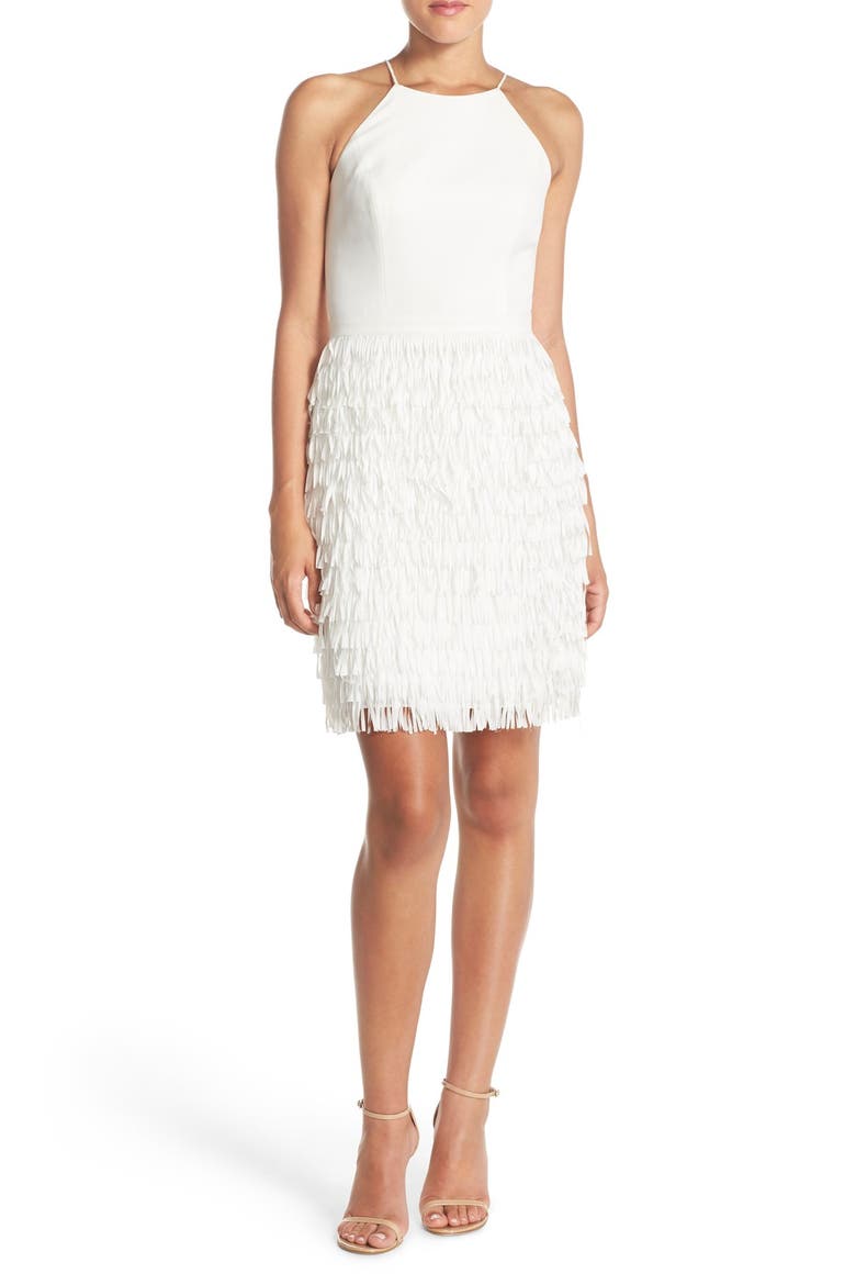 Halter Fringe Dress, Main, color, IVORY