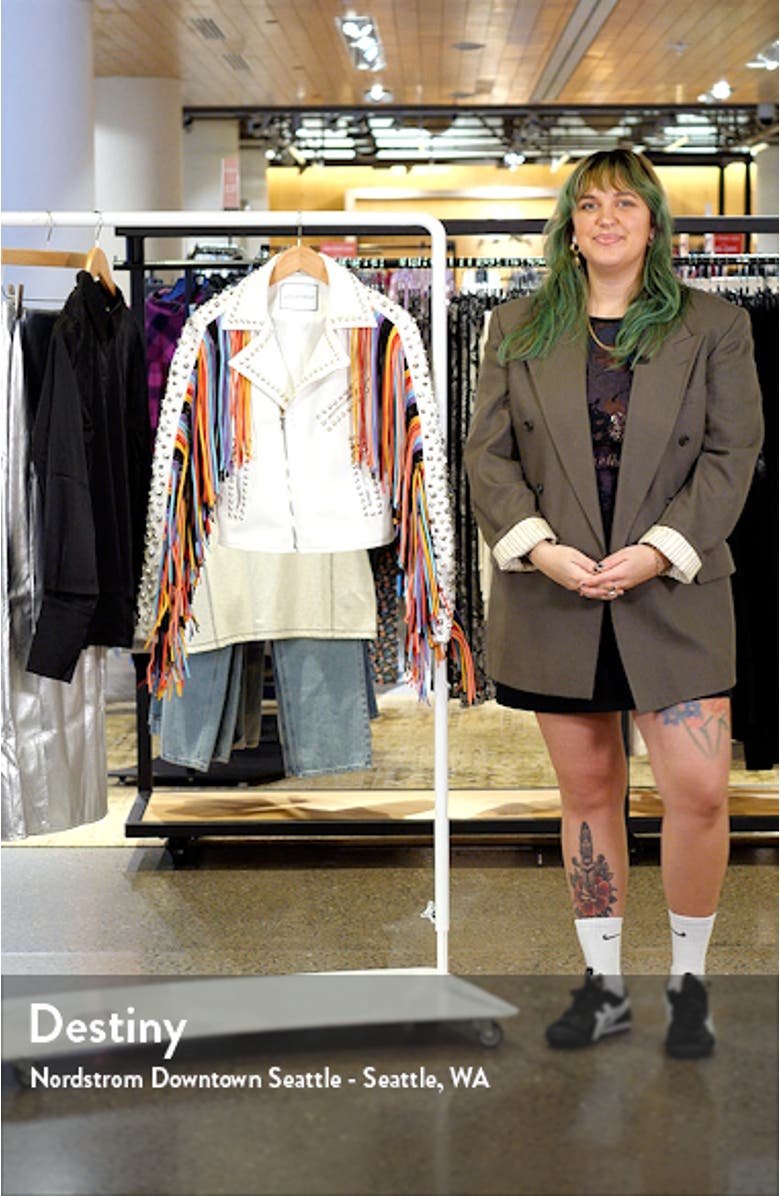 Rainbow Fringe Stud Detail Faux Leather Moto Jacket, sales video thumbnail