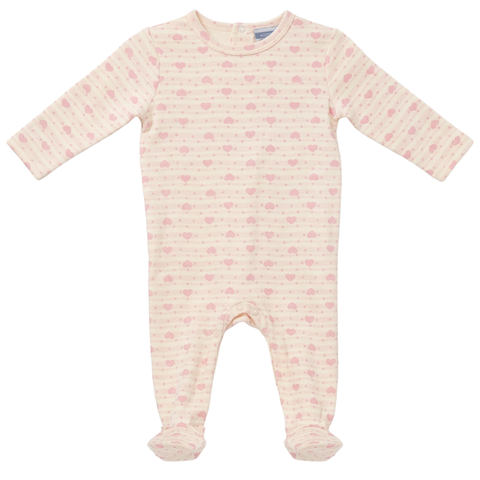 Girl Striped Dotted Heart & Star Back Snap Footed Romper