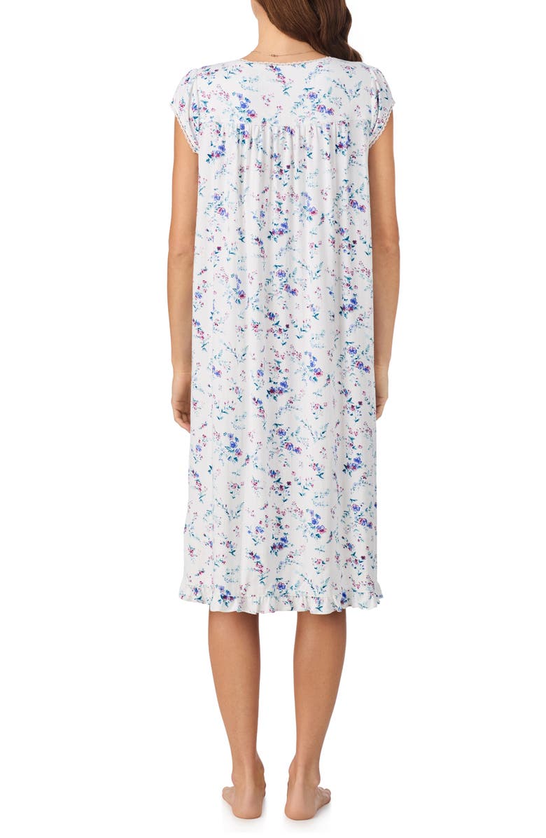 Eileen West Waltz Cap Sleeve Stretch Cotton Nightgown, Alternate, color, White Multi