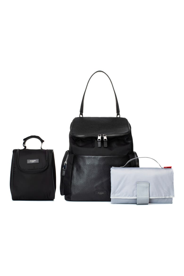 Alyssa Water Resistant Convertible Diaper Backpack, Alternate, color, BLACK