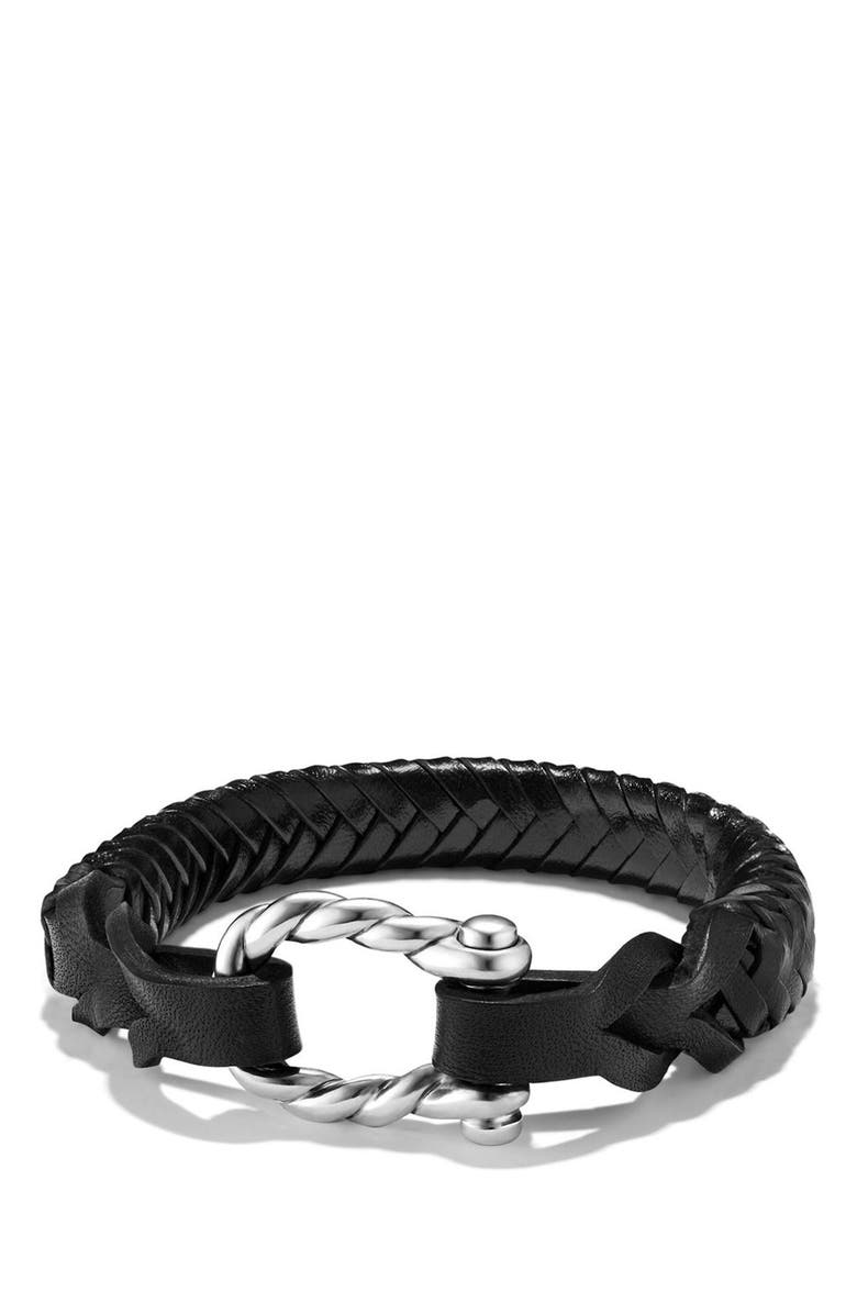 David Yurman Maritime Leather Woven Shackle Bracelet, Main, color, 
