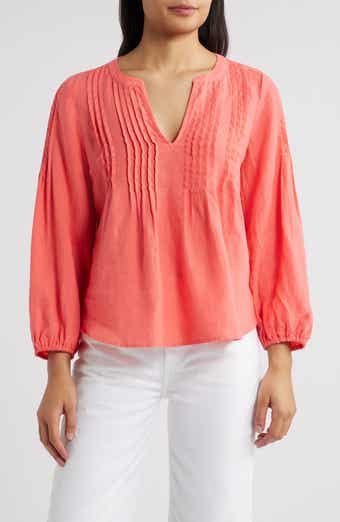 Tommy Bahama Costalina Pintuck Linen Peasant Top