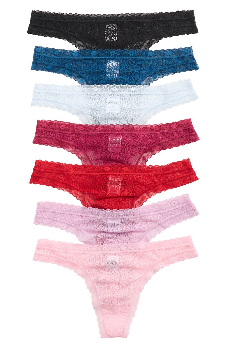 NORDSTROM RACK 7-Pack Days of the Week Thongs, Alternate, color, Red Purple Blue Multi