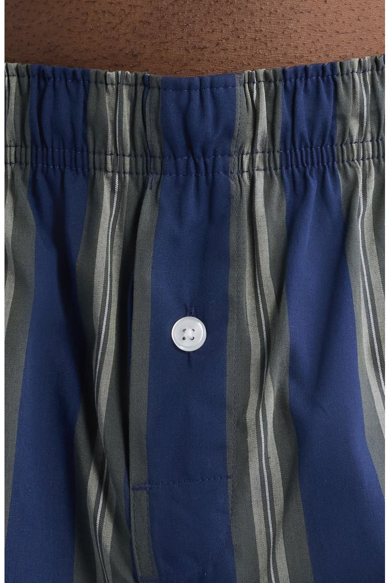 Modern Woven Stretch Cotton Boxers, Alternate, color, NAVY PEACOAT- GREEN STRIPE