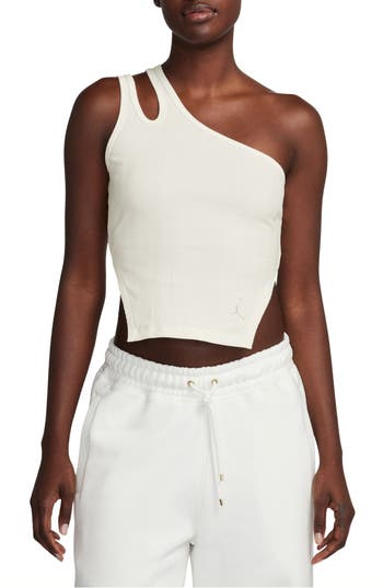 JORDAN JORDAN ONE-SHOULDER CUTOUT RIB TANK TOP 