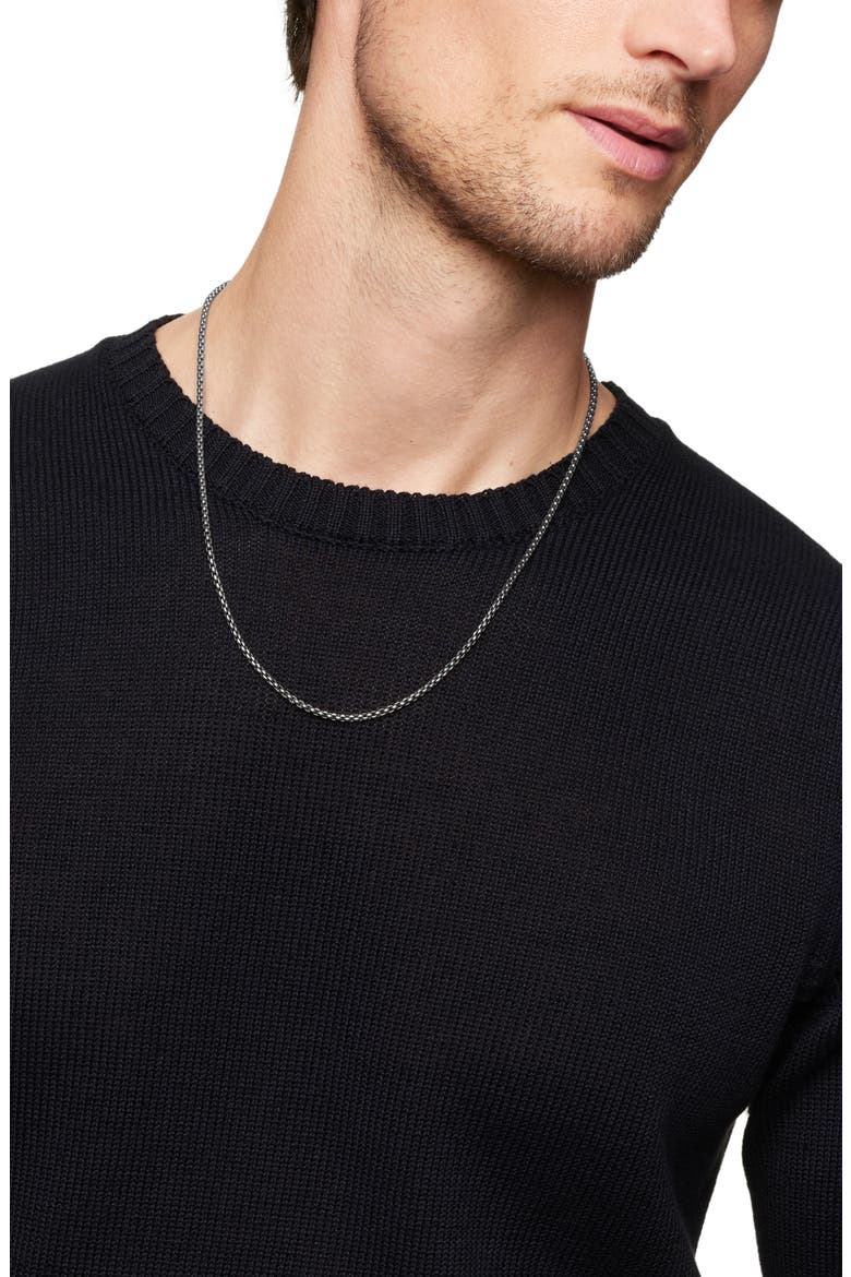 Men's Box Chain Necklace in Grey Titanium, 2.7mm, Alternate, color, TITANIUM/ SILVER