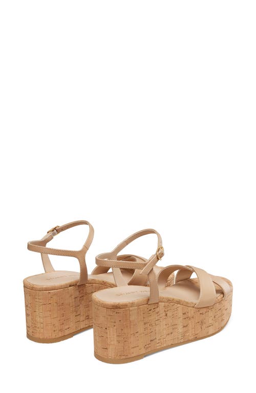 Stuart Weitzman Dayna Leather Crisscross Wedge Sandals In Adobe